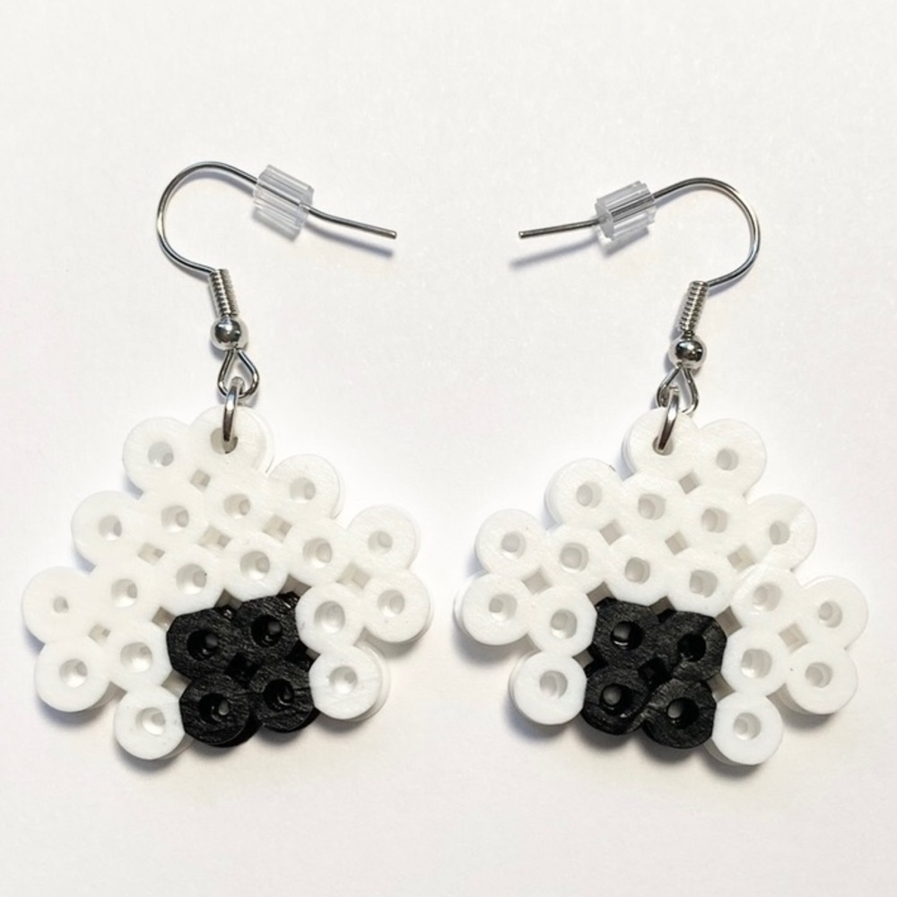 Sushi Perler Bead Earrings Black/White. New